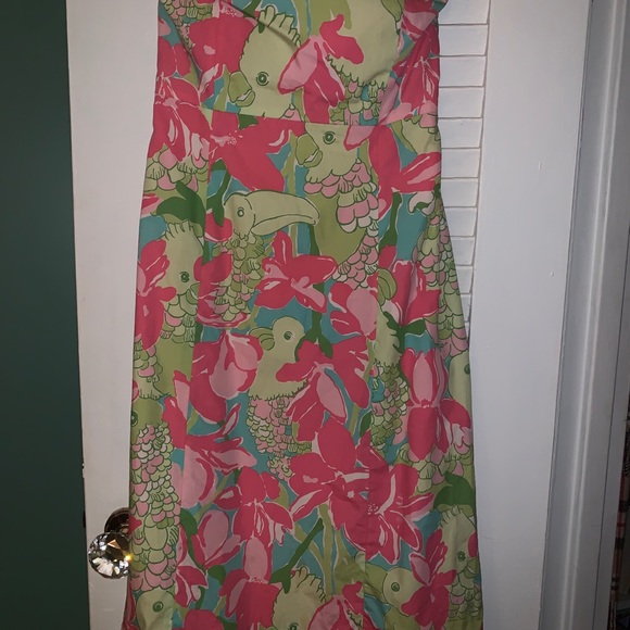 Lilly Pulitzer size 4 parrot strapless dress - Picture 2 of 6